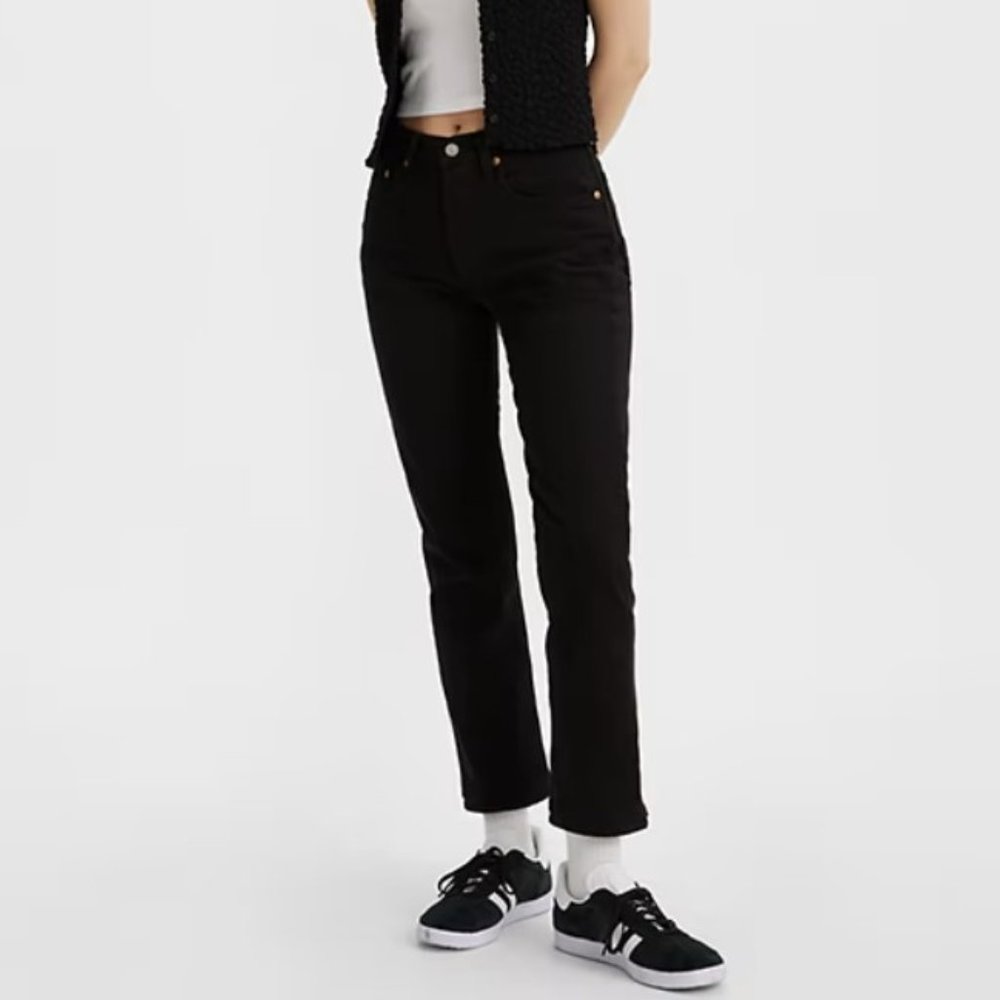Levi's Premium 501 Original Cropped Jeans Black Sprout